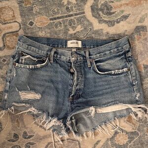 Agolde Distressed Blue Jean Shorts